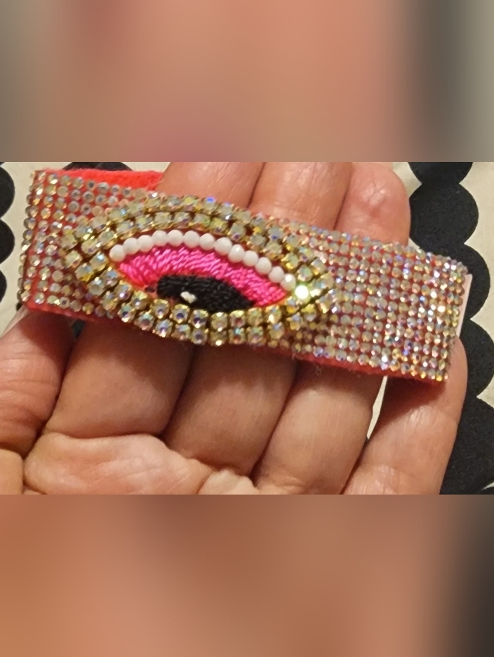 Rhinestone Embellished Pink Ojo Turco Bracelet
